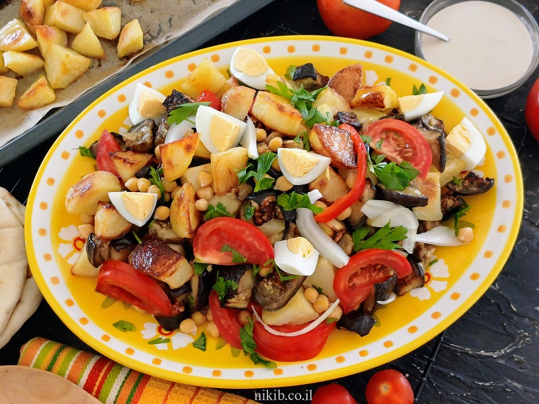 חצילים ותפוחי אדמה בתנור – תוספת קלה וטעימה במיוחד