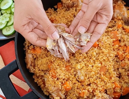 עוף עם בורגול בתנור ארוחה בתבנית