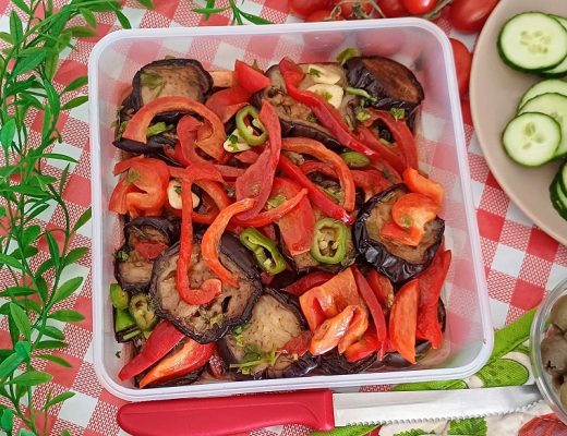 חצילים ופלפלים בתחמיץ