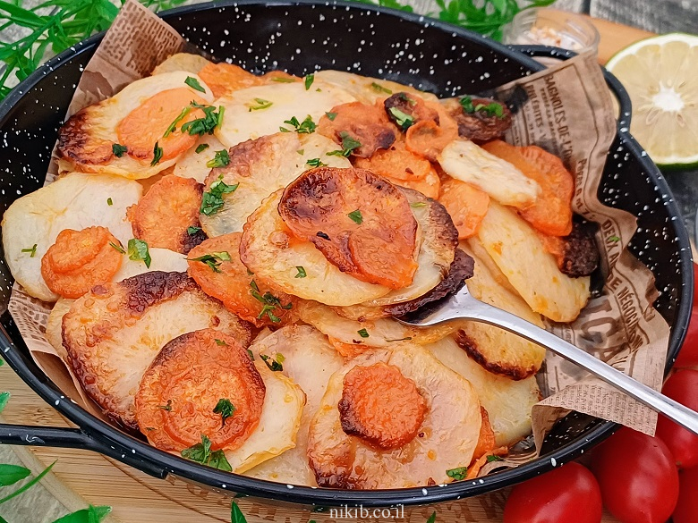 תפוחי אדמה ובטטות בתנור מתכון מעולה