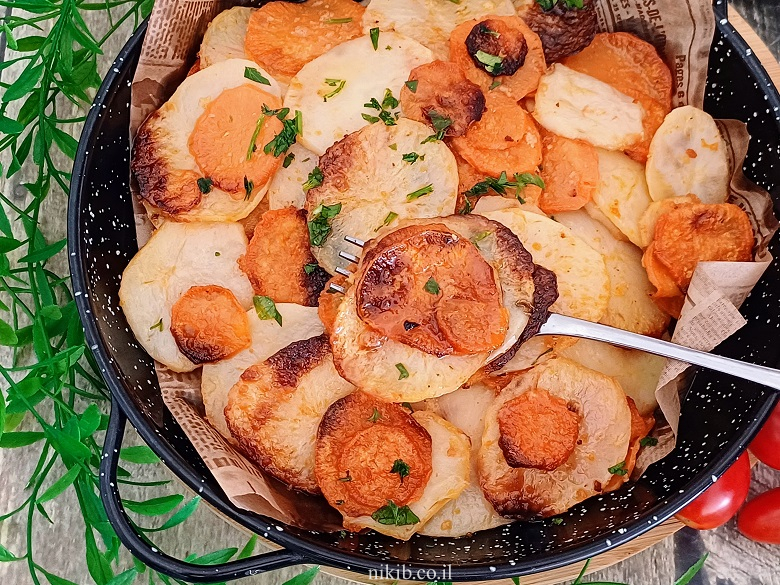 תפוחי אדמה ובטטות בתנור מתכון מעולה