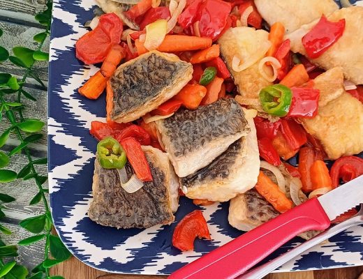 פילה דג במחבת עם ירקות