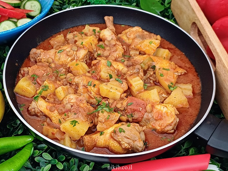 תבשיל עוף ועדשים מזרחי: מתכון סיר אחד מנחם לשבת תבשיל עוף ועדשים מזרחי: מתכון סיר אחד מנחם לשבת