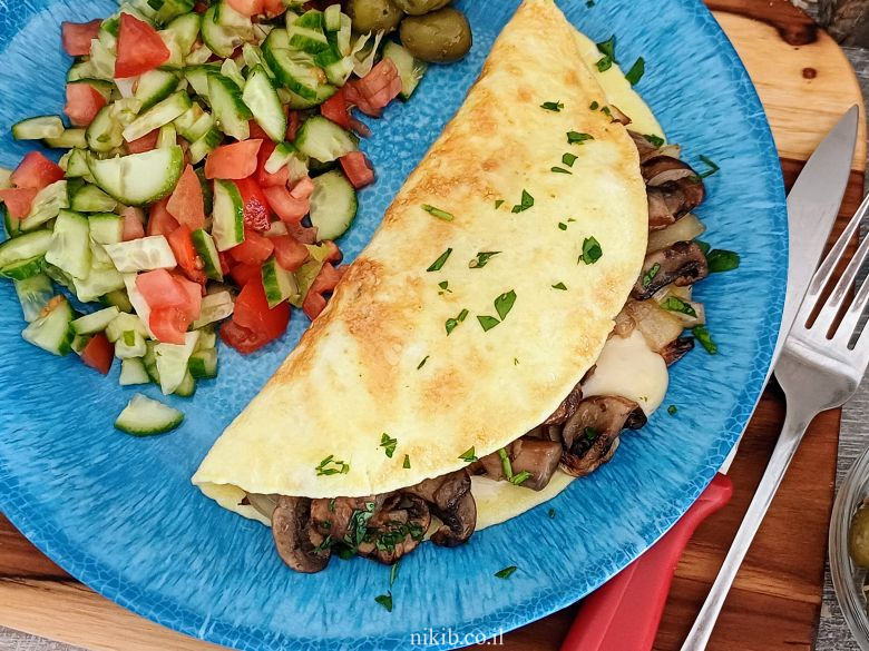 חביתה עם פטריות וגבינה