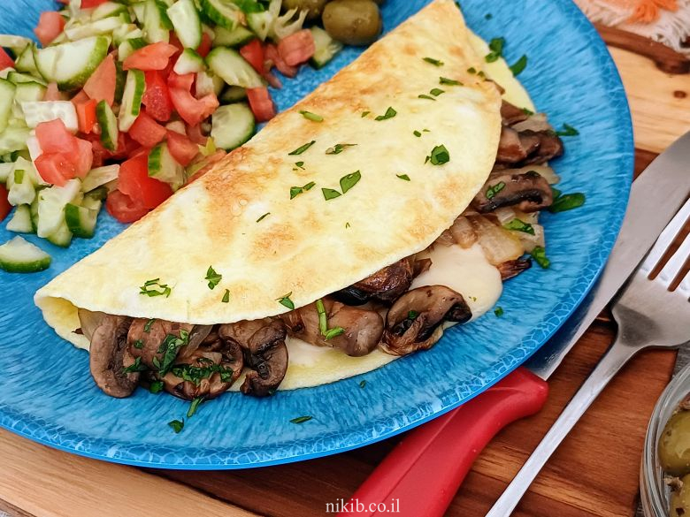 חביתה עם פטריות וגבינה