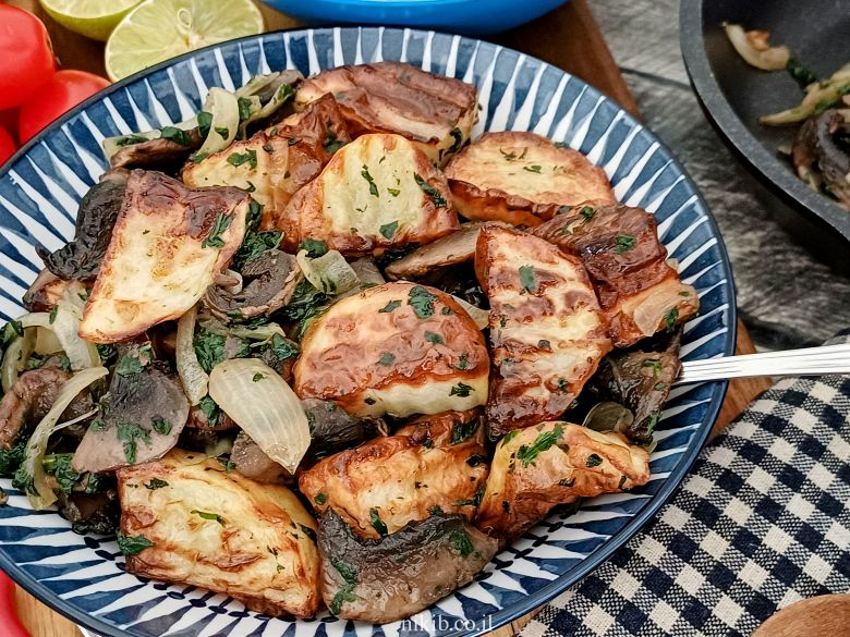 תפוחי אדמה עם תרד ופטריות