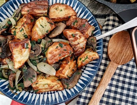 תפוחי אדמה עם תרד ופטריות