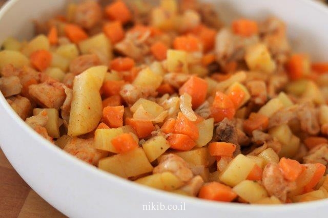 חזה עוף עם ירקות במיקרו