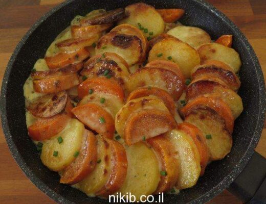 תפוחי אדמה ובטטות בשמנת