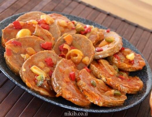 פרוסות צלי בקר ברוטב פלפלים