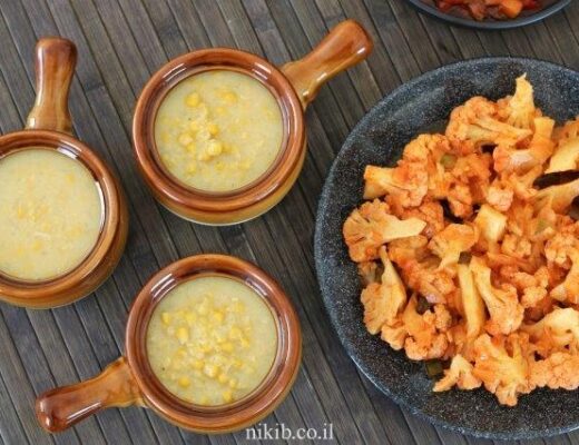 מרק תירס עם נטיפי ביצים