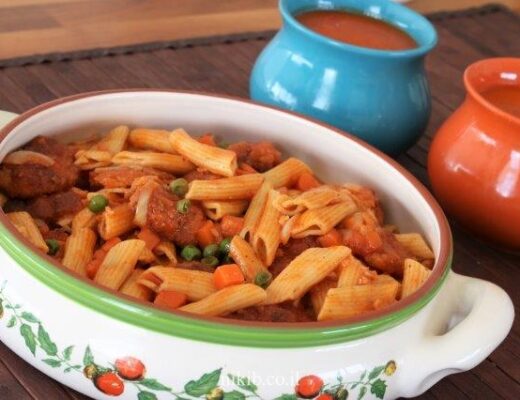 פסטה עם שניצלים