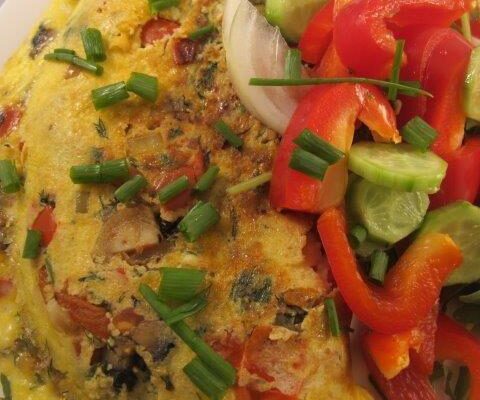 חביתת ירק עם גבינות וירקות