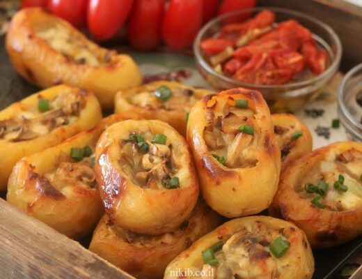 תפוחי אדמה ממולאים פטריות וגבינות