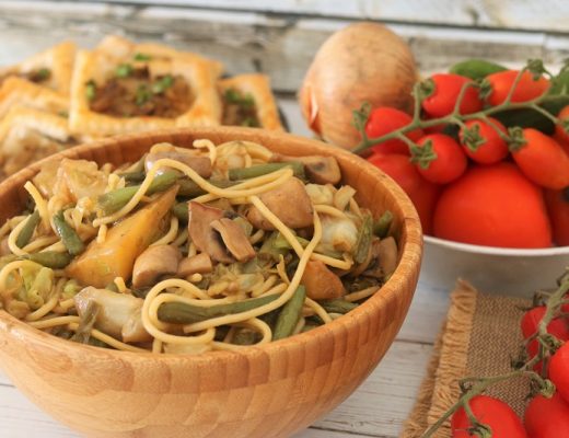 ספגטי מוקפץ עם שעועית ירוקה