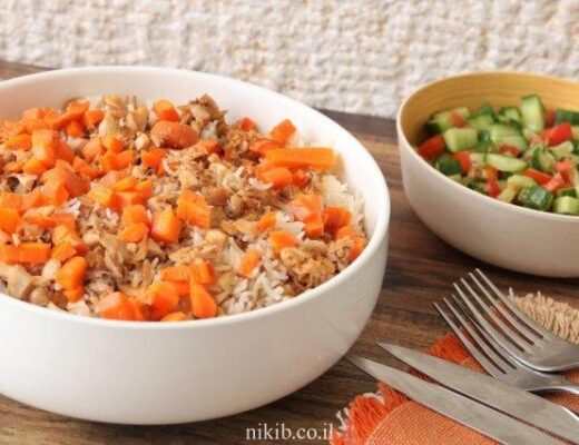 קומבינת עוף עם אורז ופתיתים