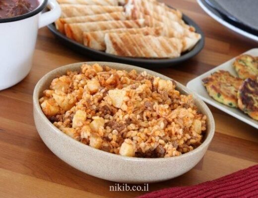 בורגול עם בשר טחון ותפוחי אדמה