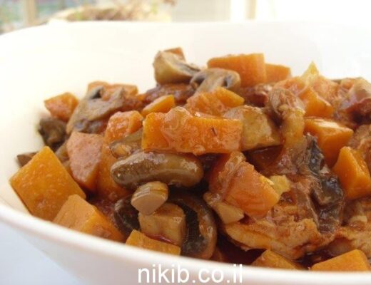 פרגיות שלמות עם בטטה ופטריות