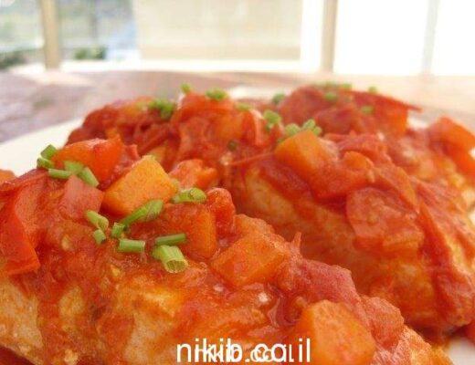 סלמון אפוי עם ירקות