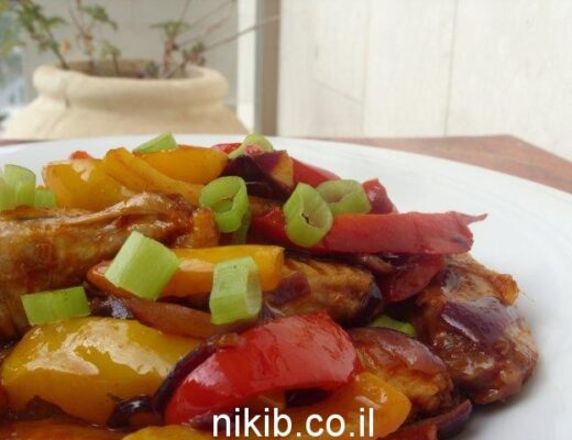 כנפיים מוקפצות עם ירקות