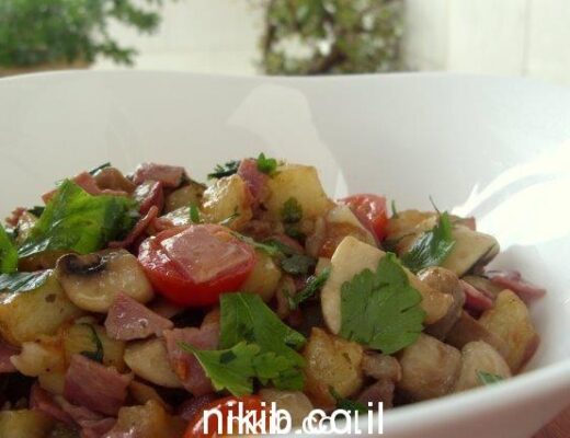 תפוחי אדמה מוקפצים עם חזה אווז